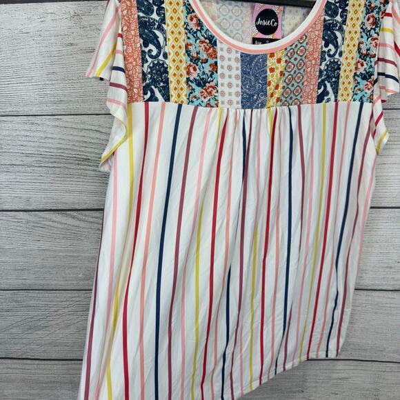 Haptics Plus Size Colorful White Striped Ruffle Sleeve Summer Top Size 3X - Picture 5 of 7